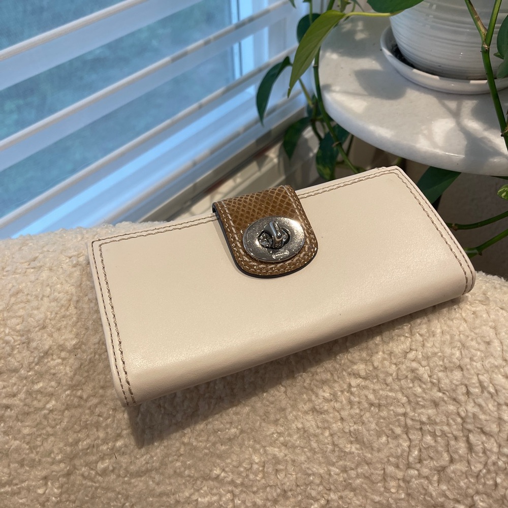 Cream and tan coach wallet